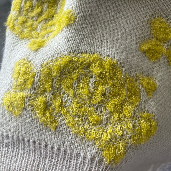 Anthropologie slouchy sweater, size small, taupe with yellow patterns - Picture 6 of 9